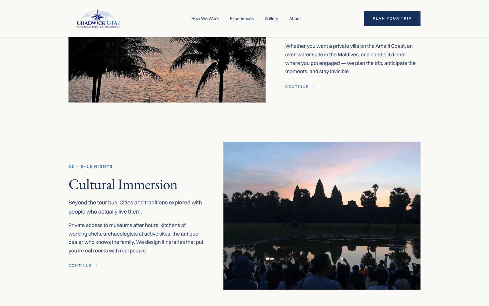 each specialty told trip by trip, with real photography