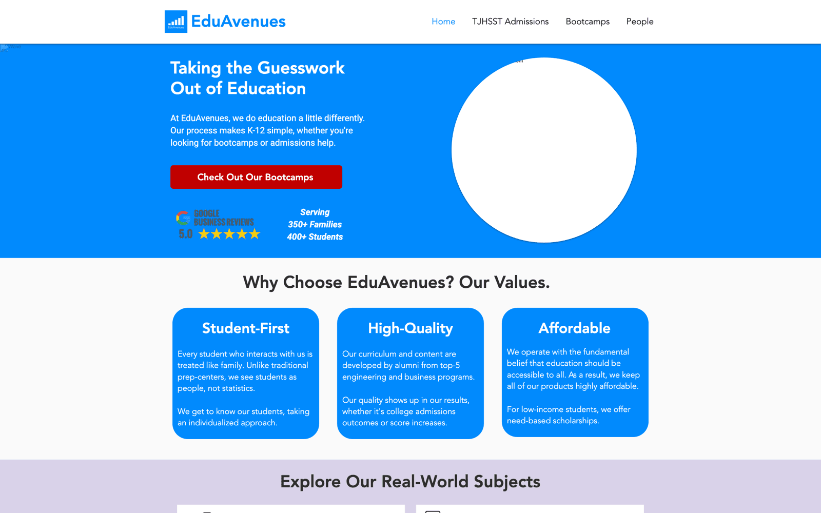 EduAvenues on its old off-the-shelf template