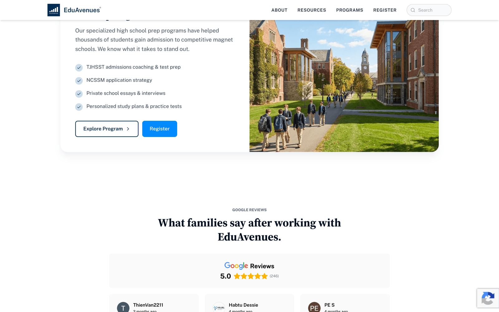 outcomes shown, not claimed, 5.0 from verified families